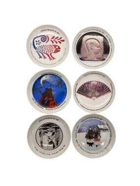 Set Of 6 Dallas Museum Of Art Collector Plates Featuring Exhibit Designs & Dates